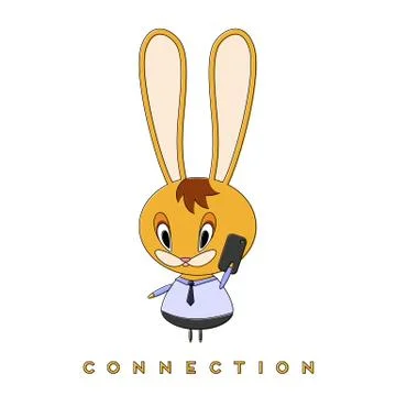 Rabbit and telephone Stock Illustration