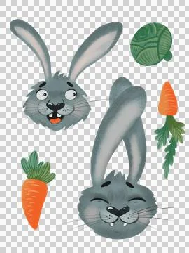 Rabbit and vegetables set Stock Illustration