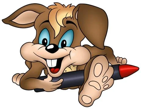 Rabbit And Wax Crayon Stock Illustration
