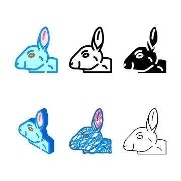 Rabbit animal color icon vector pack Stock Illustration
