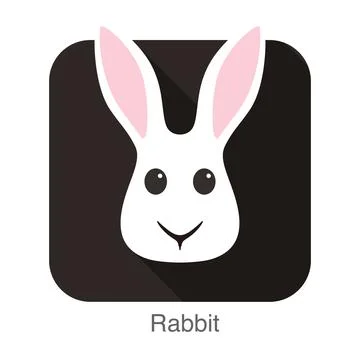 Rabbit animal face flat icon Stock Illustration