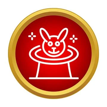 Rabbit appearing from a magician's top hat icon Stock Illustration