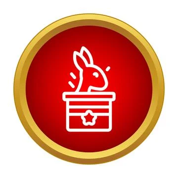 Rabbit appearing from a magician's top hat icon Stock Illustration