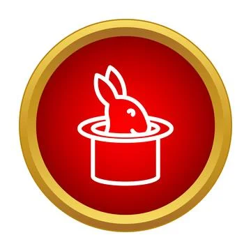 Rabbit appearing from a magician's top hat icon Stock Illustration