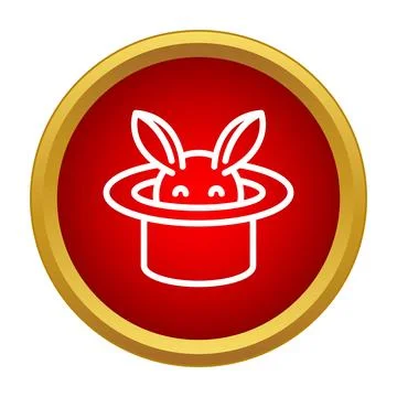 Rabbit appearing from a magician's top hat icon Stock Illustration