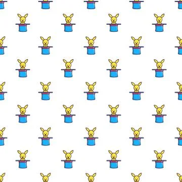 Rabbit appearing from a top magic hat pattern Stock Illustration