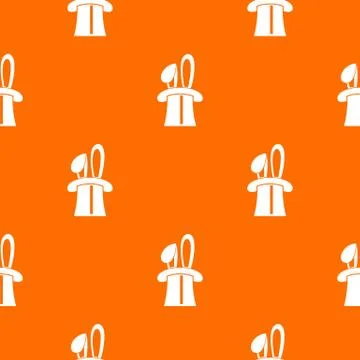 Rabbit appearing from a top magic hat pattern seamless Stock Illustration