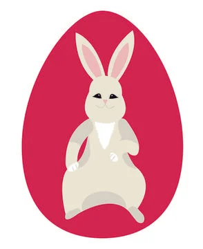 Rabbit on the background of a red egg. Vector illustration. Stock Illustration