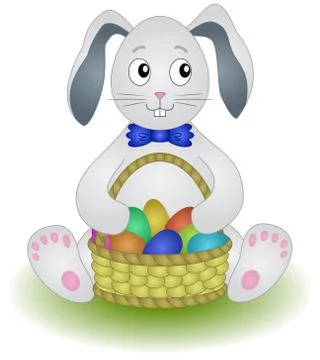 Rabbit with basket eggs Stock Illustration