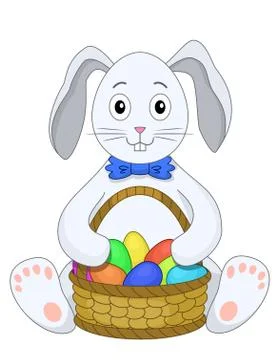 Rabbit with a basket eggs Stock Illustration