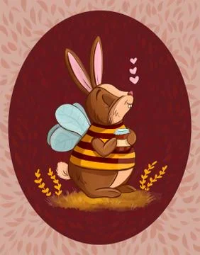 Rabbit in a bee costume. Stock Illustration