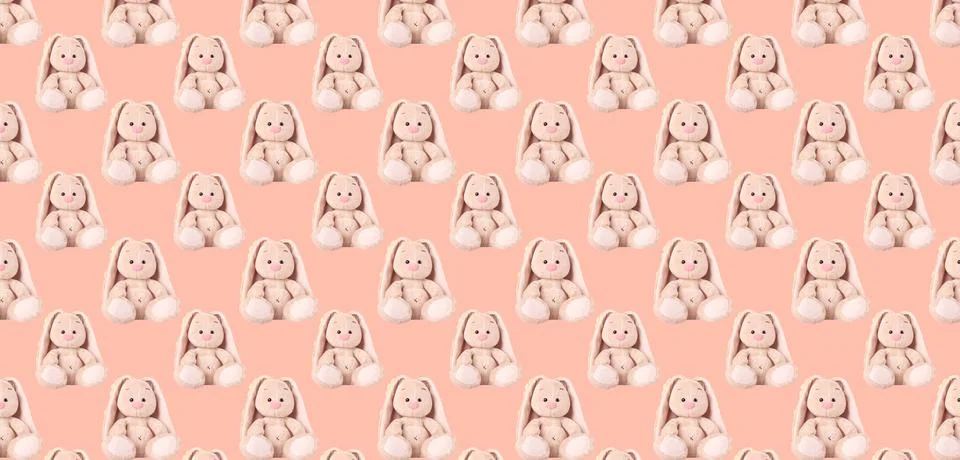 Rabbit beige, plush seamless pattern on a light background. Stock Photos