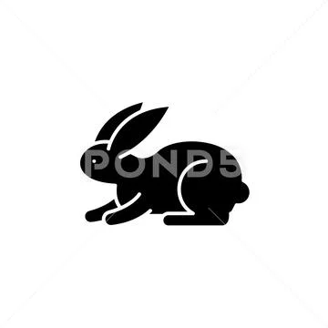Rabbit black icon, vector sign on isolated background. Rabbit concept symbol Stock Illustration