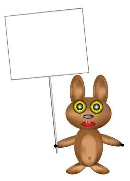 Rabbit with blank sign Stock Illustration