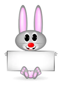 Rabbit with blank sign Illustrazione stock