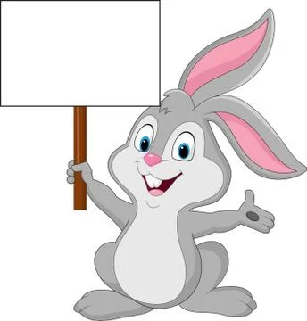 Rabbit with blank sign Stock Illustration