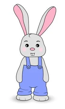 Rabbit boy in overalls Stock Illustration