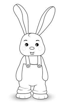 Rabbit boy in overalls Stock Illustration