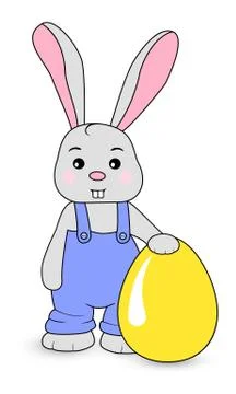 Rabbit boy in overalls Stock Illustration
