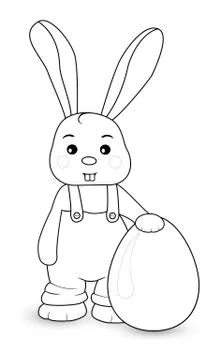 Rabbit boy in overalls Stock Illustration
