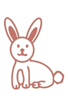 A rabbit in brown pastel colors for Easter. Simple drawing. 库存插图