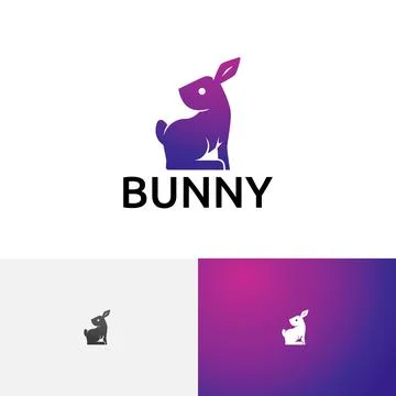 Rabbit Bunny Hare Simple Silhouette Animal Logo Stock Illustration
