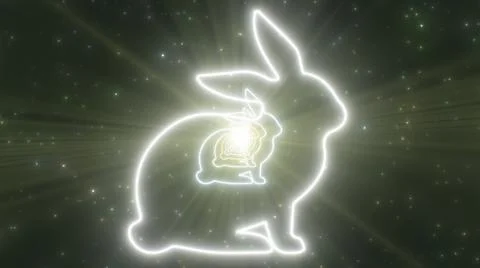 Rabbit Bunny Shape Outline Easter Holiday Season Neon Lights Tunnel Illustrazione stock