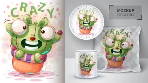 Rabbit cactus - mockup for your idea 스톡 일러스트