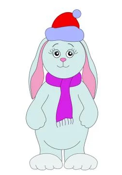 Rabbit in a cap of santa claus Stock Illustration
