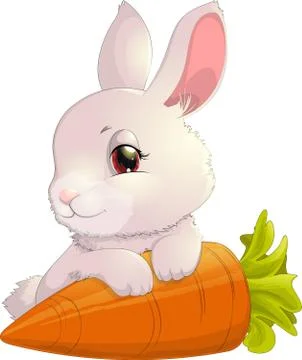 Rabbit on carrot Stock Illustration