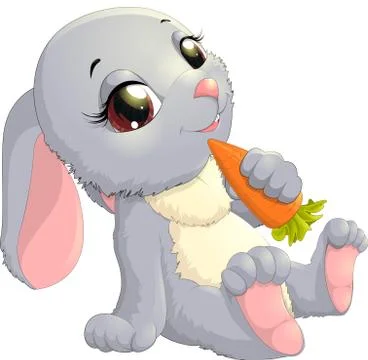 Rabbit on carrot Stock Illustration