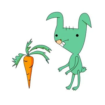 Rabbit with carrot on isolated background Stock Illustration