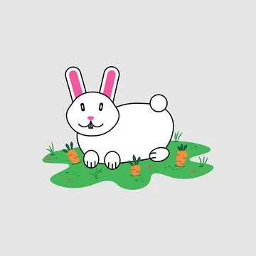 Rabbit with carrot isolated on gray background Stock Illustration