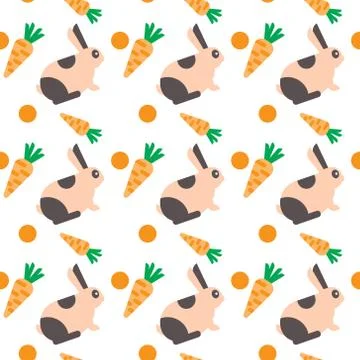 Rabbit With Carrot Seamless Pattern Abstract Ornament Pets Concept Stock Illustration