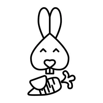 Rabbit with carrot vector icon. Black icon on white background. Easter cooncept Stockillustratie