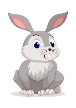Rabbit Cartoon Character Vector Isolated On White Background Stock Illustration