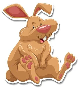Rabbit cartoon character on white background Stock Illustration