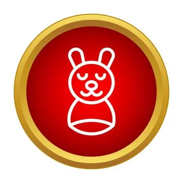 Rabbit cartoon head line art icon design Stock Illustration
