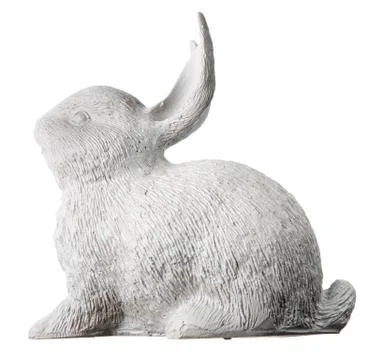 Rabbit ceramic plaster figure isolated on white background Stock Photos