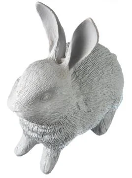 Rabbit ceramic plaster figure isolated on white background Stock Photos