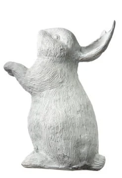 Rabbit ceramic plaster figure isolated on white background Stock Photos