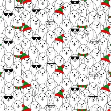 Rabbit christmas pattern Stock Illustration
