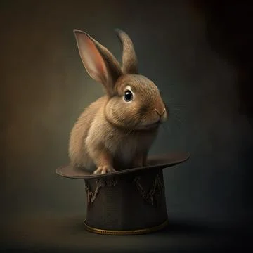 Rabbit climbing out of a magic hat Stock Illustration