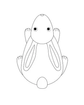 Rabbit for coloring. Cute, small, vector rabbit - top view. Stock Illustration