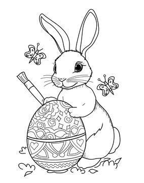 Rabbit colouring easter egg ,coloring Stock Illustration