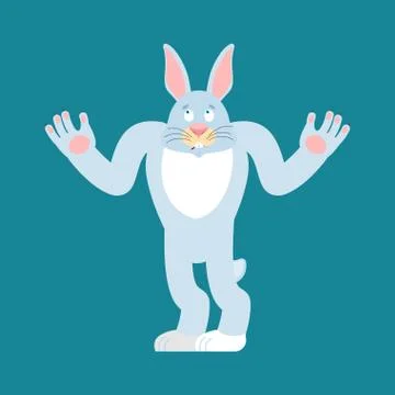 Rabbit confused emoji oops face avatar. Hare perplexed emotions. Animal surpr Stock Illustration