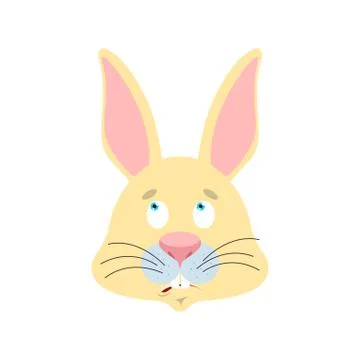 Rabbit confused emoji oops face avatar. Hare perplexed emotions. Animal surpr Stock-Illustration