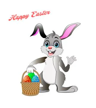 A rabbit congratulates on a bright Easter holiday Stock Illustration