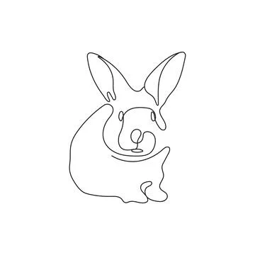 Rabbit in continuous one line drawing style. Illustrazione stock