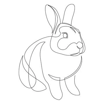 Rabbit continuous one line drawing. Single line bunny animal design. Vector.. Stock Illustration